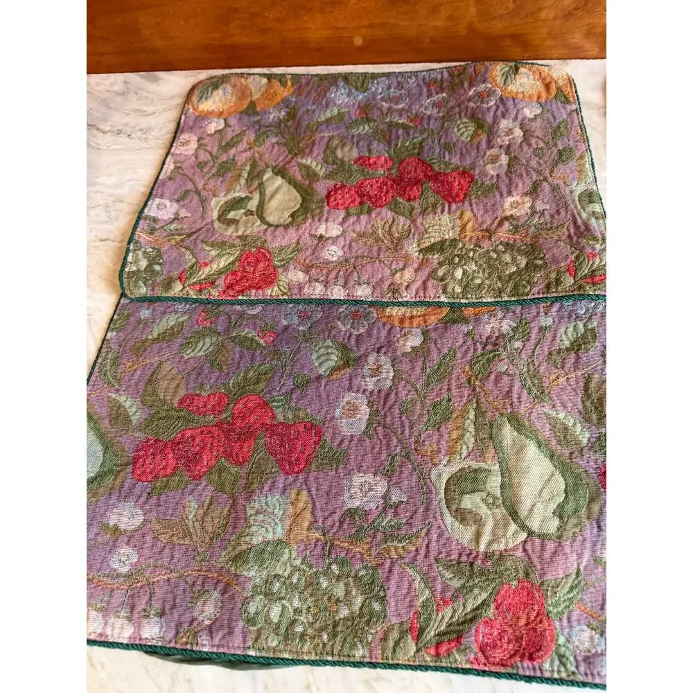Set of Tapisserie Tapestry Woven Art Fruit Placemats